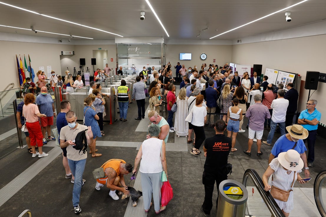 Passengers using the new Cercanías station in the centre of Torremolinos. 
