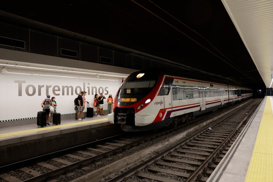 Passengers using the new Cercanías station in the centre of Torremolinos. 