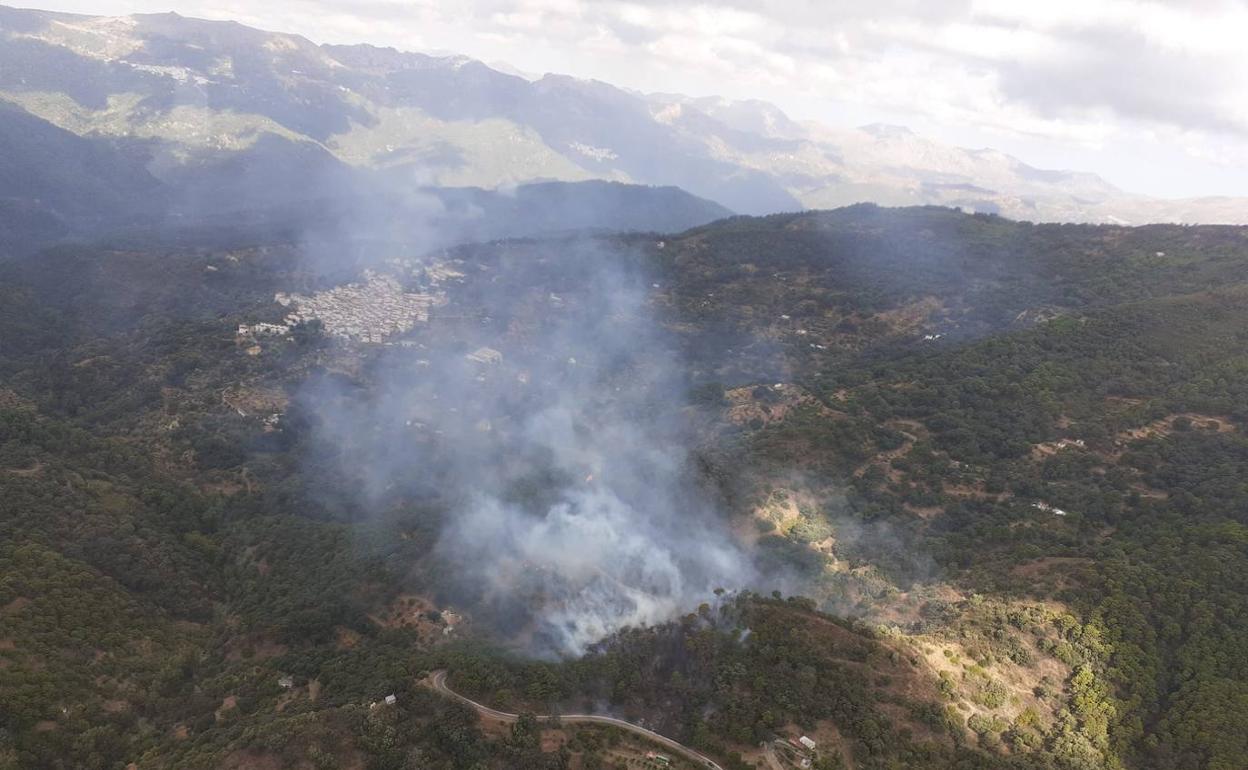 MA-8301 road closed after wildfire declared this Sunday in the Malaga municipality of Jubrique