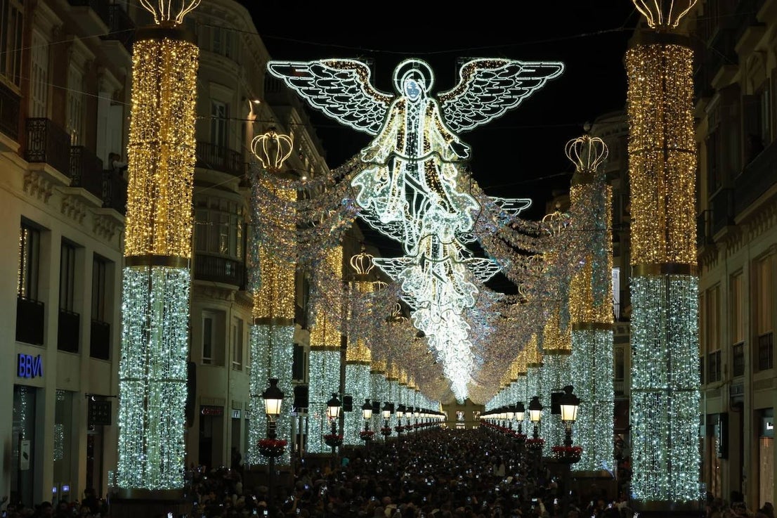 Christmas lights in Malaga city centre.