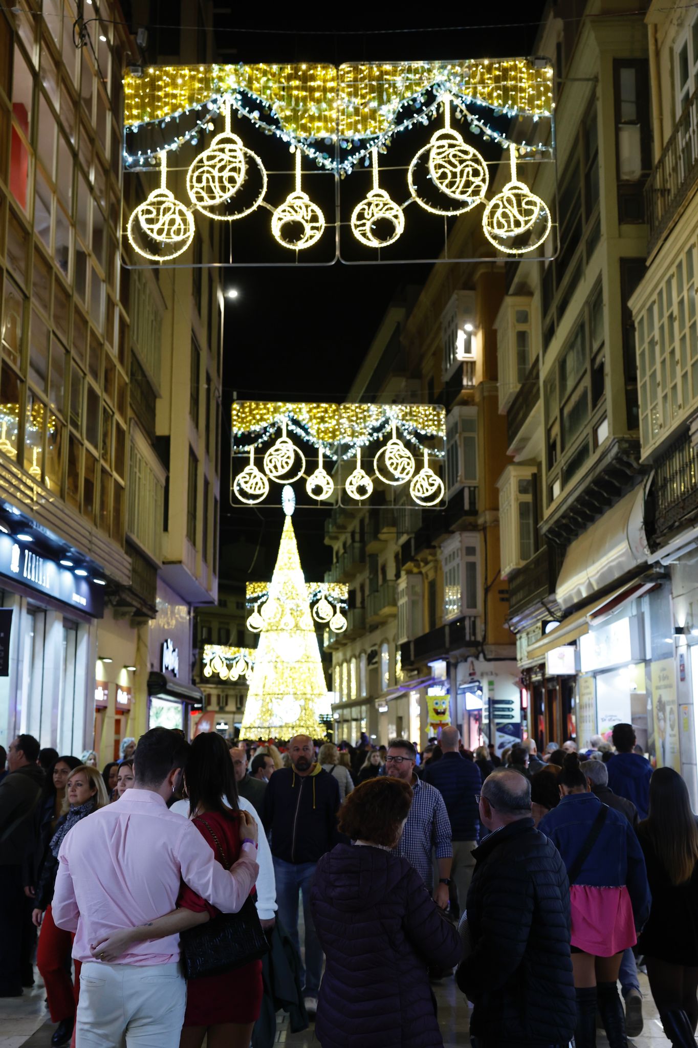 Christmas lights in Malaga city centre.