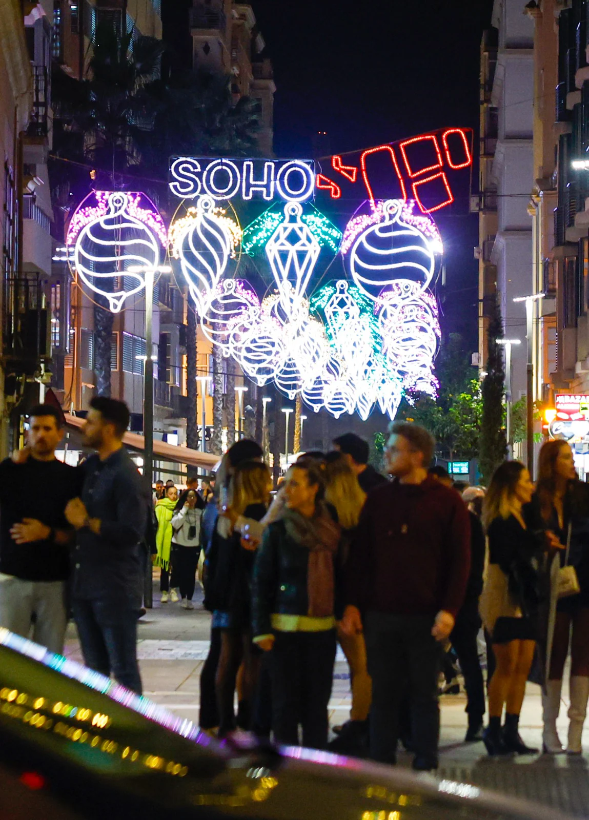 Christmas lights in Malaga city centre.