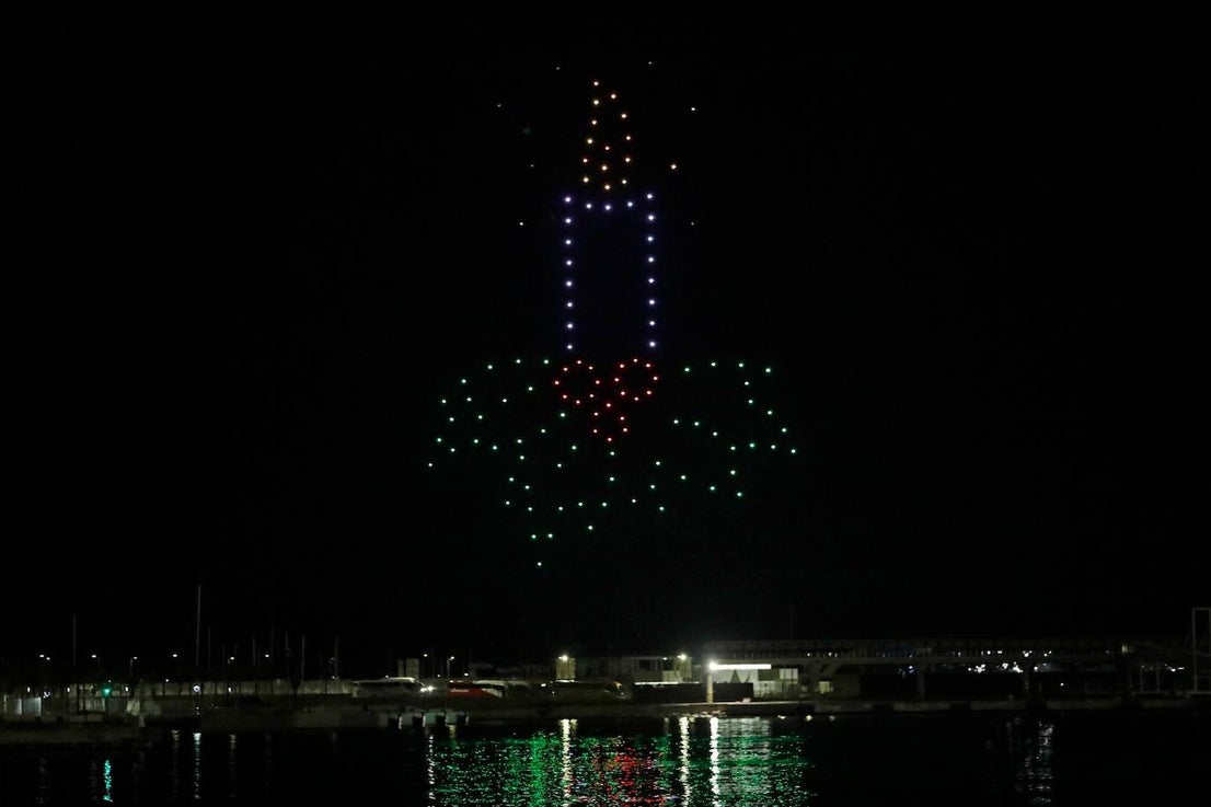 The drone Christmas show over the port of Malaga.