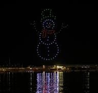 The drone Christmas show over the port of Malaga.