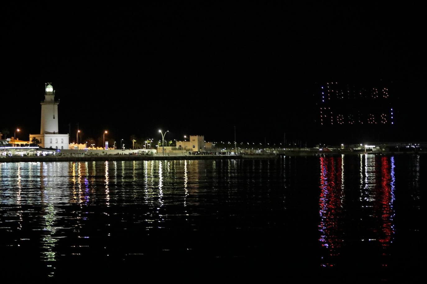 The drone Christmas show over the port of Malaga.