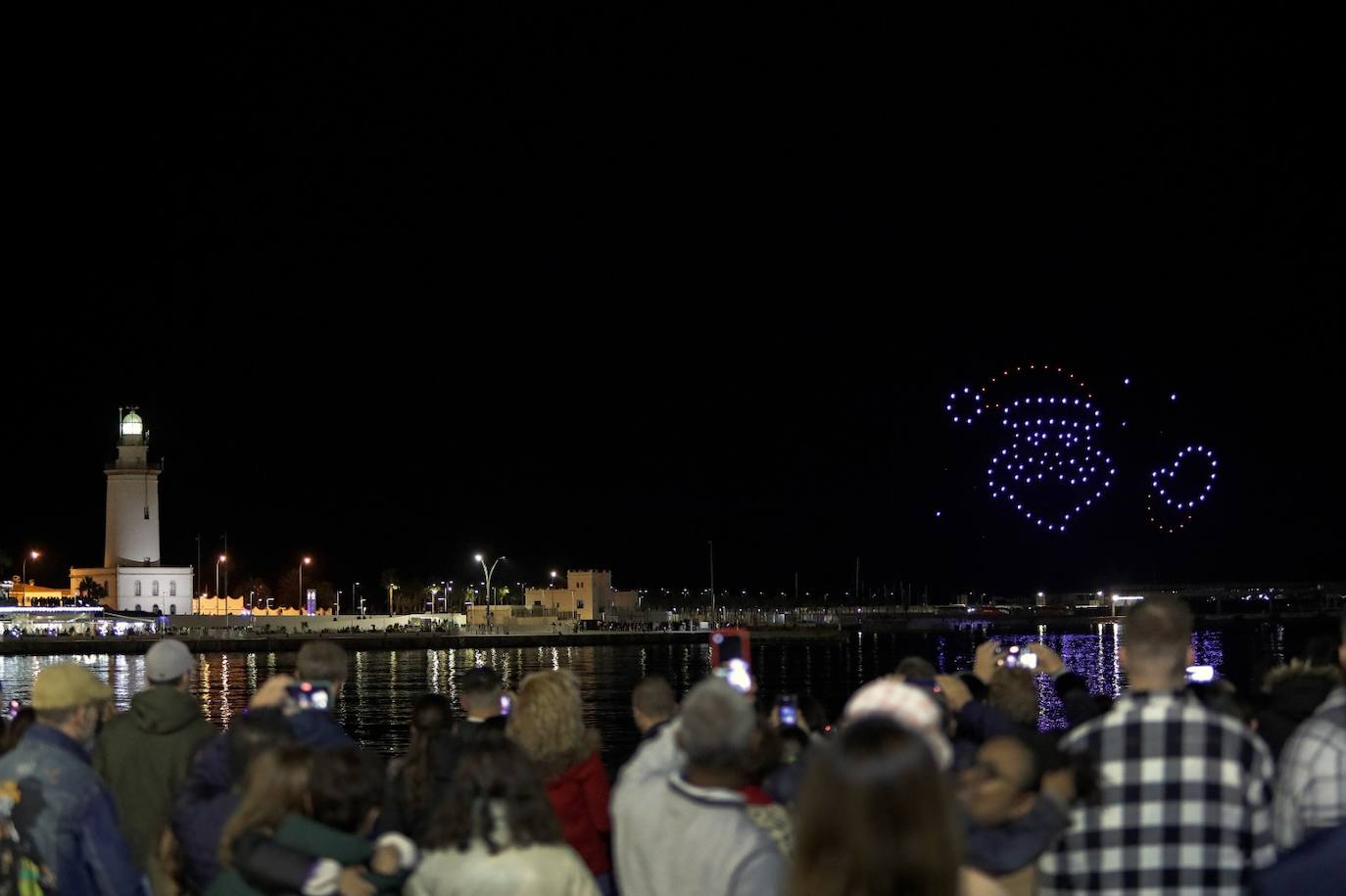 The drone Christmas show over the port of Malaga.