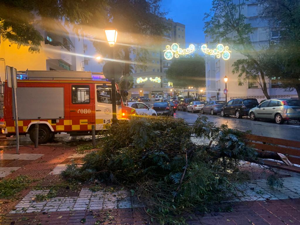 Some of the damage caused by the tornado this Monday afternoon in Marbella.