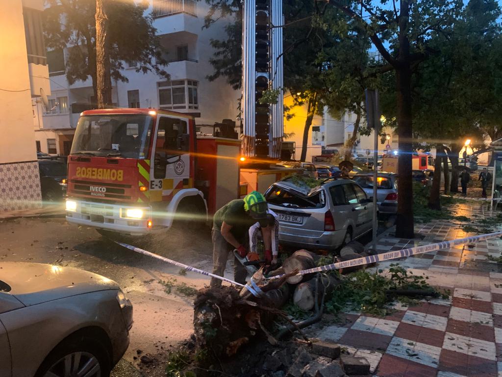 Some of the damage caused by the tornado this Monday afternoon in Marbella.