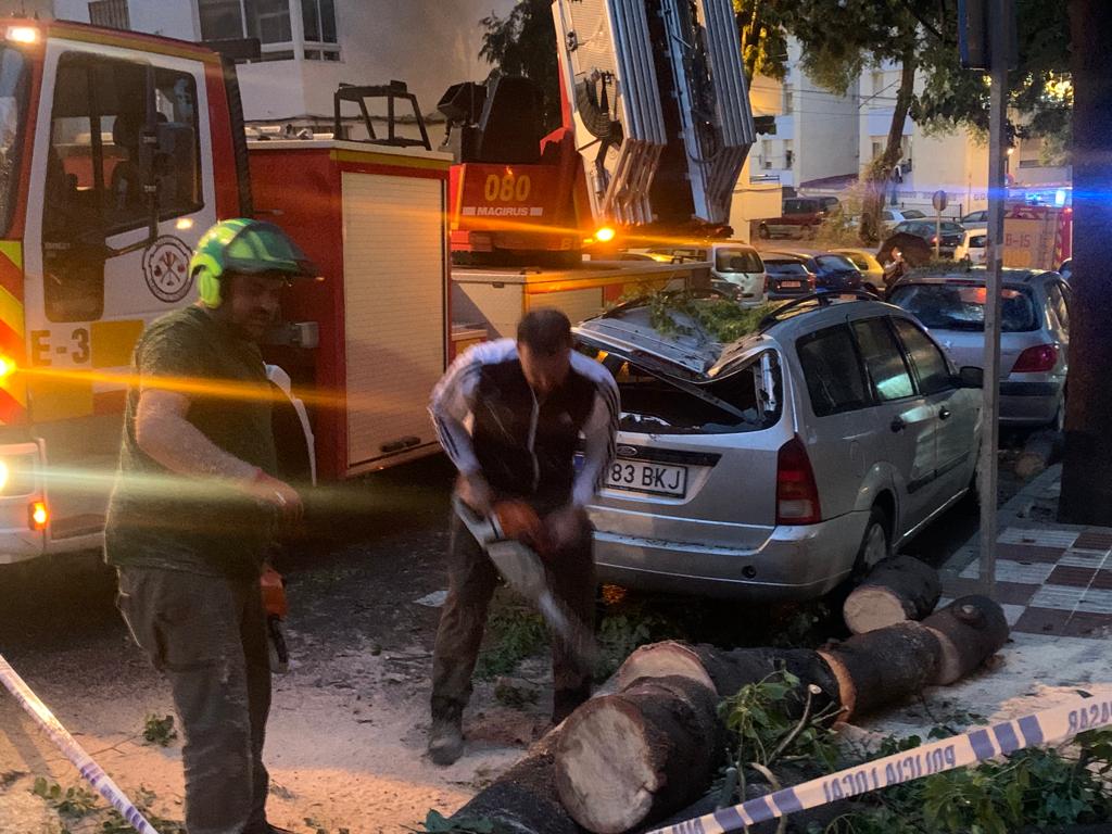 Some of the damage caused by the tornado this Monday afternoon in Marbella.