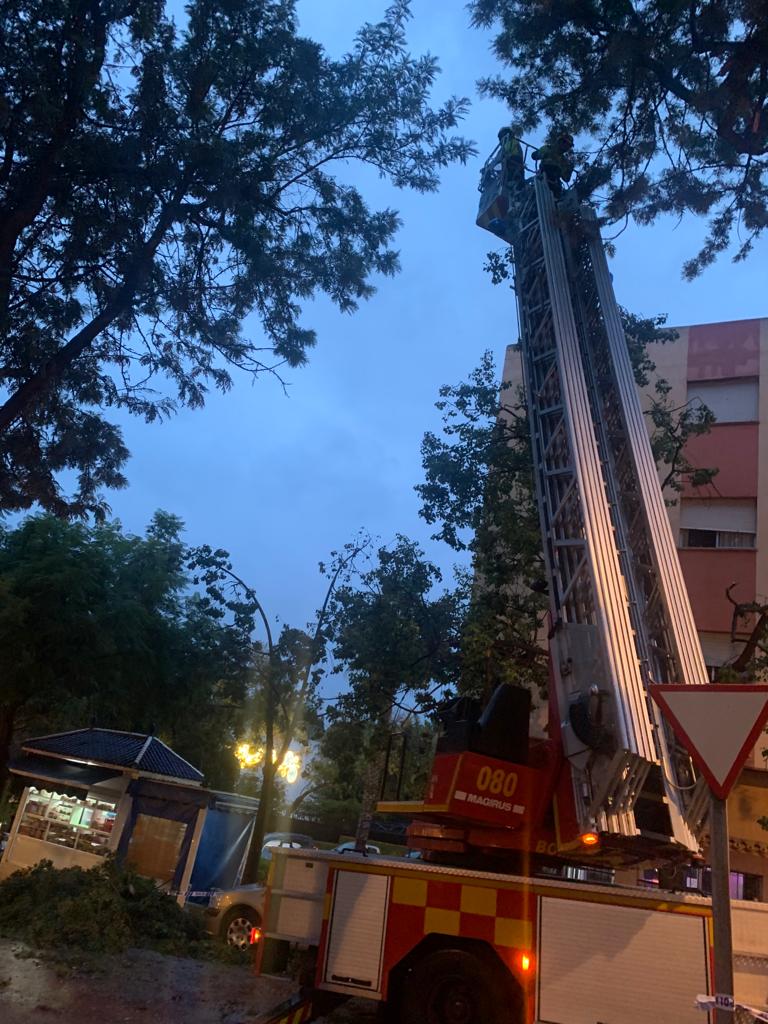 Some of the damage caused by the tornado this Monday afternoon in Marbella.