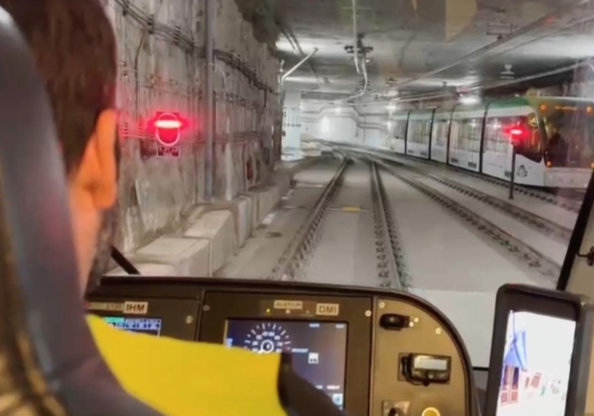 A metro driver, during the recent training phase in the new city centre section.