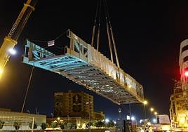 The deck of the bridge was transported from Seville in two halves.