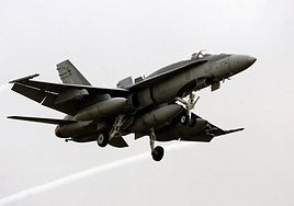 An F-18 fighter jet.