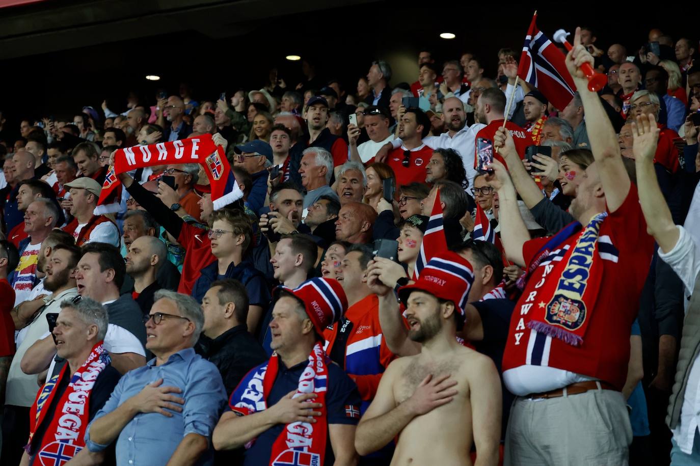 Electric atmosphere in Malaga as Spain's national football team take on Norway, in pictures