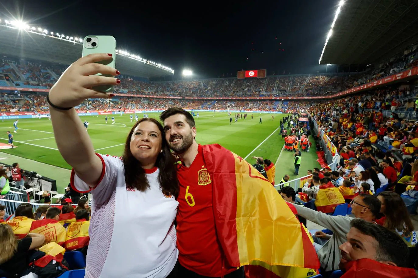 Electric atmosphere in Malaga as Spain&#039;s national football team take on Norway, in pictures