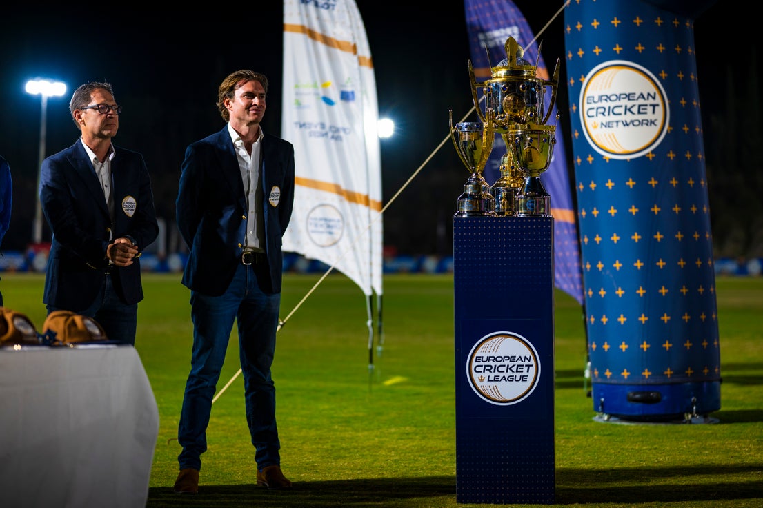 Dreux lift European Cricket League champions trophy, in pictures