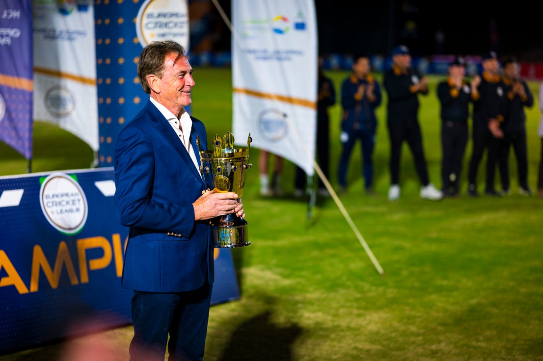 Dreux lift European Cricket League champions trophy, in pictures