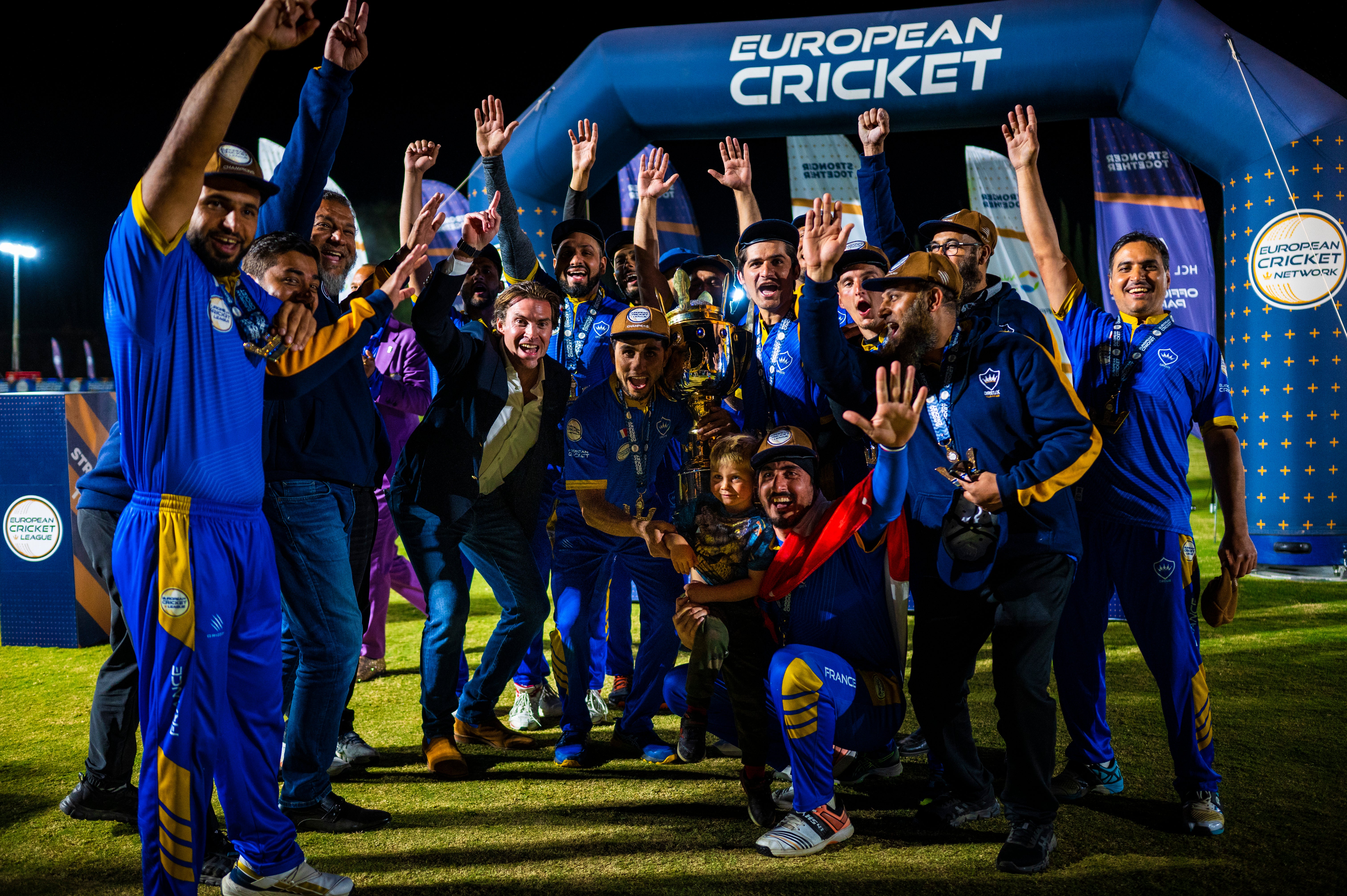 Dreux lift European Cricket League champions trophy, in pictures
