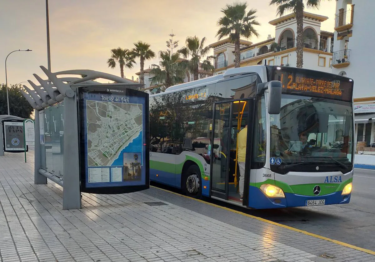 A local bus at Torre del Mar bus station.