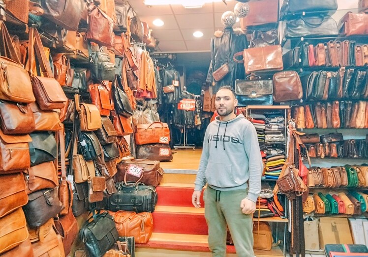 Karim and his leather shop.