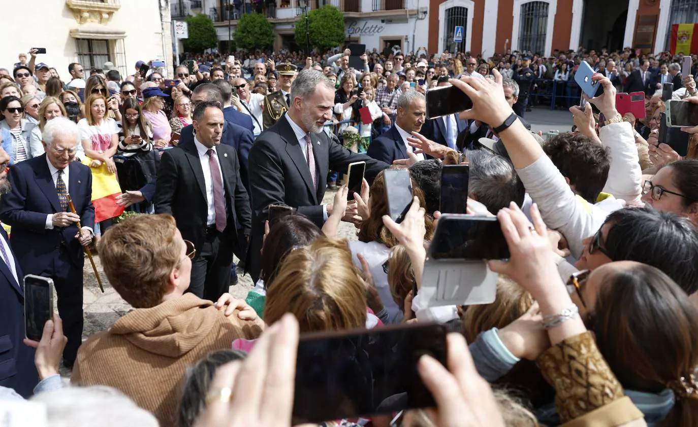 The monarch meets the waiting crowds in Ronda today.