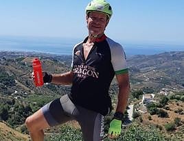 Chris Grenfell practising for his seven-day Ironman challenge.