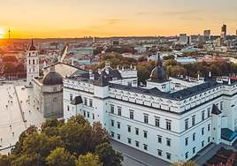 View of Vilnius Old Town, with the Dukes' Palace in the foreground.