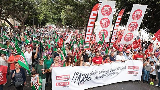 Workers demand higher wages during lively May Day rally in Malaga