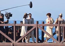 Actors Lihi Kornowski and Logan Lerman in Marbella on Monday 15 May.