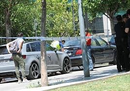 National Police officers inspecting the scene of one of the crimes.