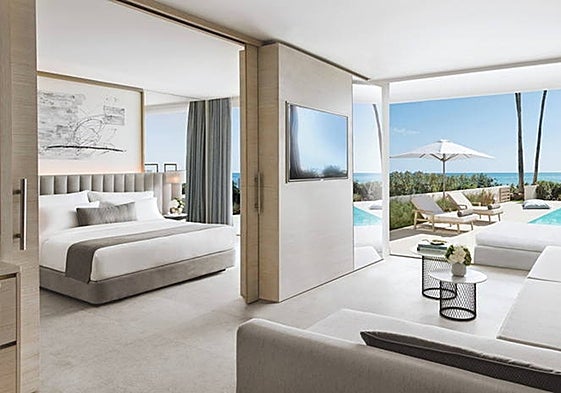 View from one of the luxury suites with private pool at the Ikos Andalusia.