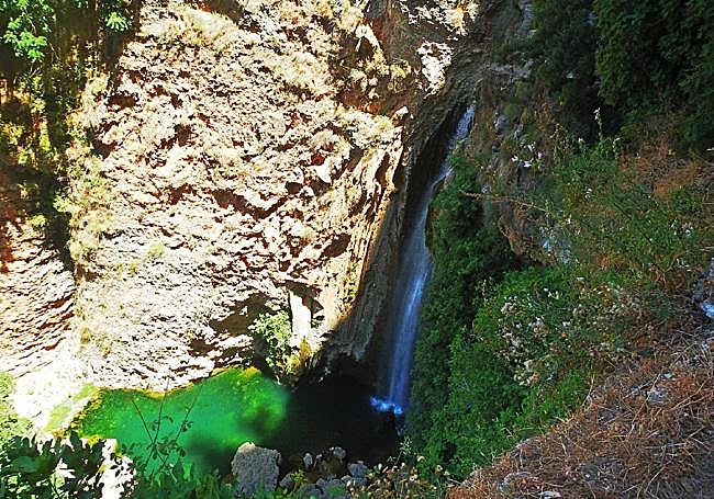 Waterfall under the New Bridge of Ronda.