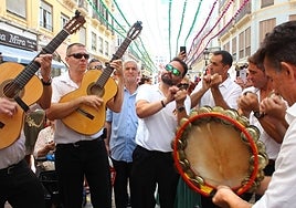 A group of musicians playing verdiales at the Malaga fair.