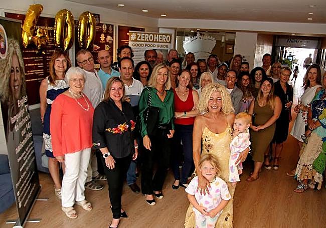 Nicole with guests and friends at the tea party in Marbella.