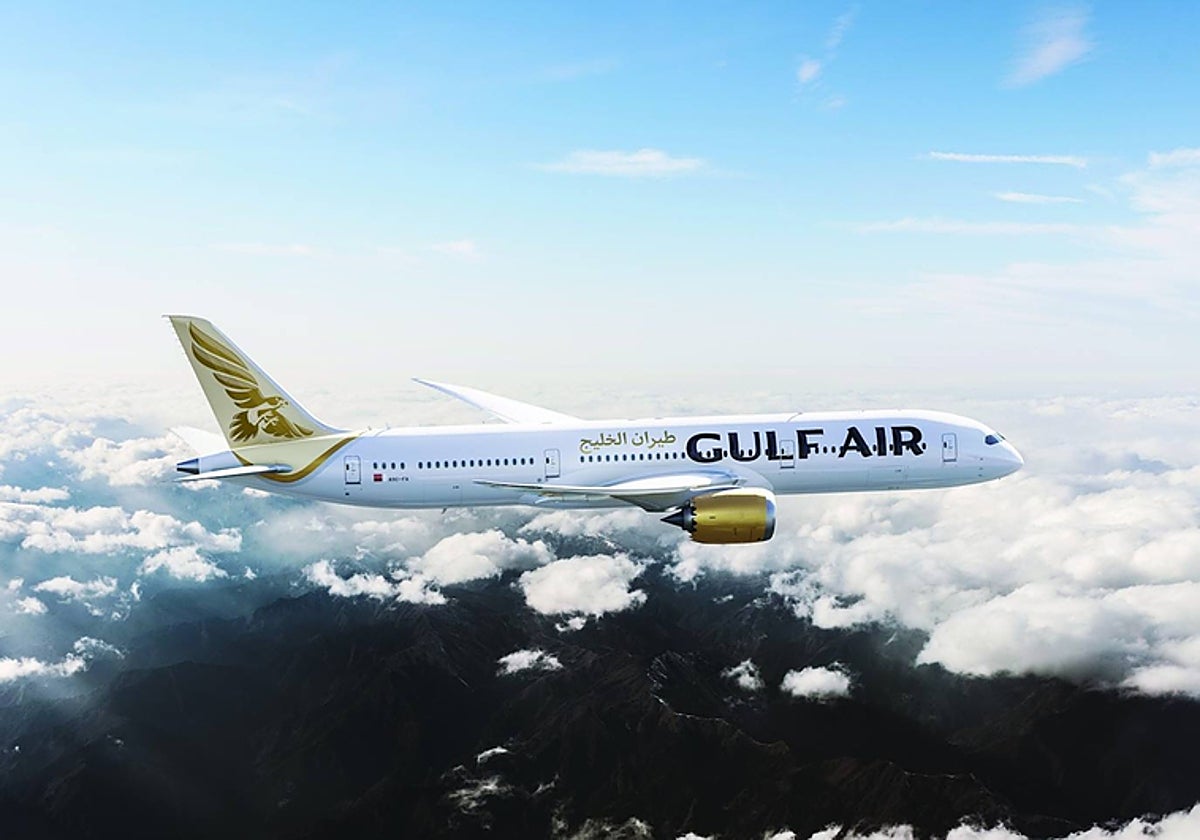 View of one of the aircraft in the Gulf Air fleet.