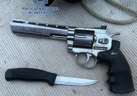 The knife and replica gun found by divers.