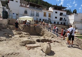 The tour focused on the excavation site at Plaza de la Constitución.