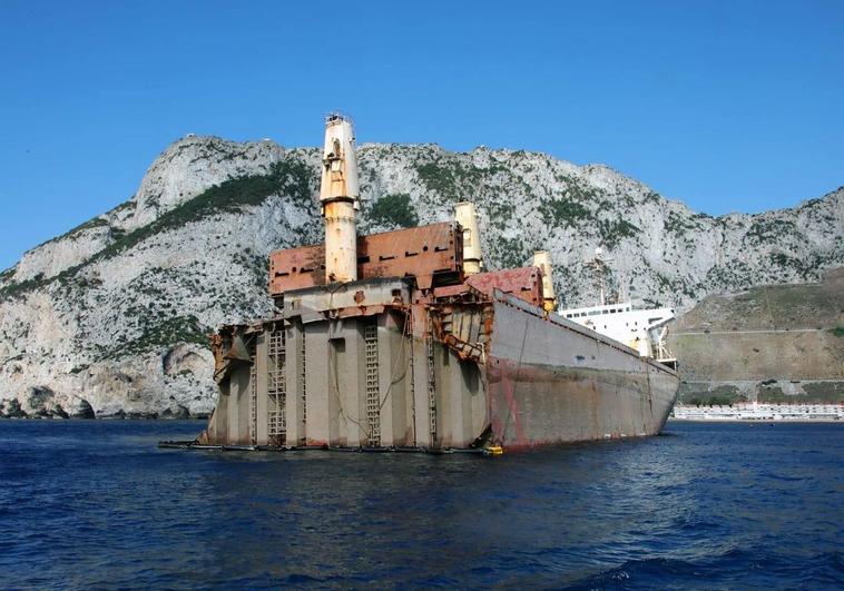 Stern section of sunken carrier refloated off Gibraltar