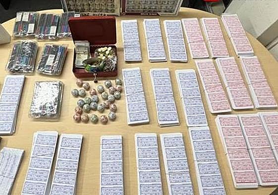 Some of the items seized during the police raid in Malaga.