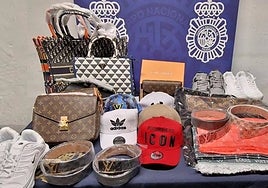 Some of the fake items that police officers seized.
