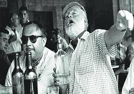 Ernest Hemingway, daytime partying in Pamplona during the San Fermín festival.