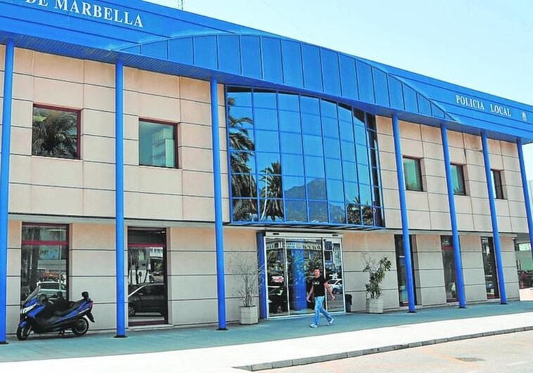 Outside the Marbella Local Police station
