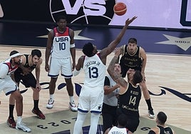 Action from Sunday's exhibition match in Malaga.