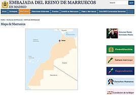 Map of Morocco on the website of its embassy in Madrid.
