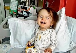 Little Robin in hospital during his treatment for neuroblastoma cancer.