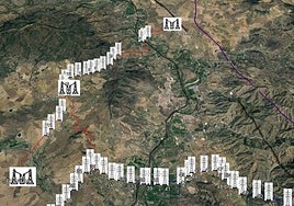 The mega-plant project with its evacuation lines and electricity grid towers.