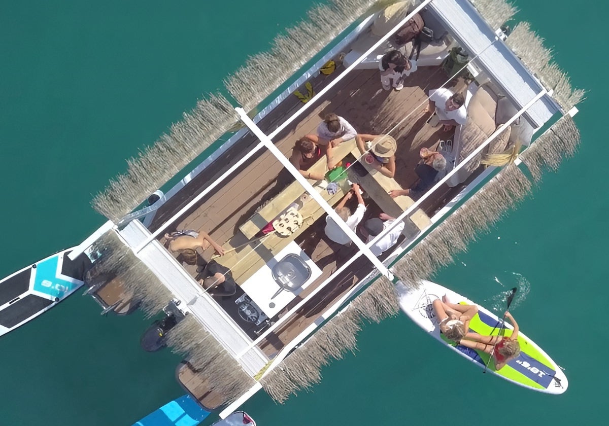 BarcoBar is tiki-style spot that floats on the water off Marbella