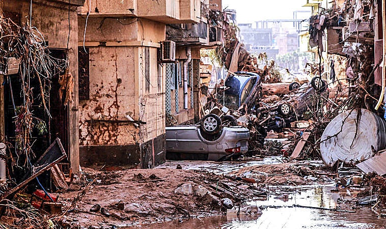 The scene after the flooding in Libya.