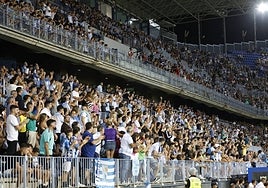 A view of the stands inside La Rosaleda stadium during the match against Granada B.