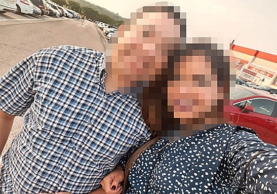 Pixelated photo of the Venezuelan priest pictured some years ago posing with the woman who accused him of harassing her.